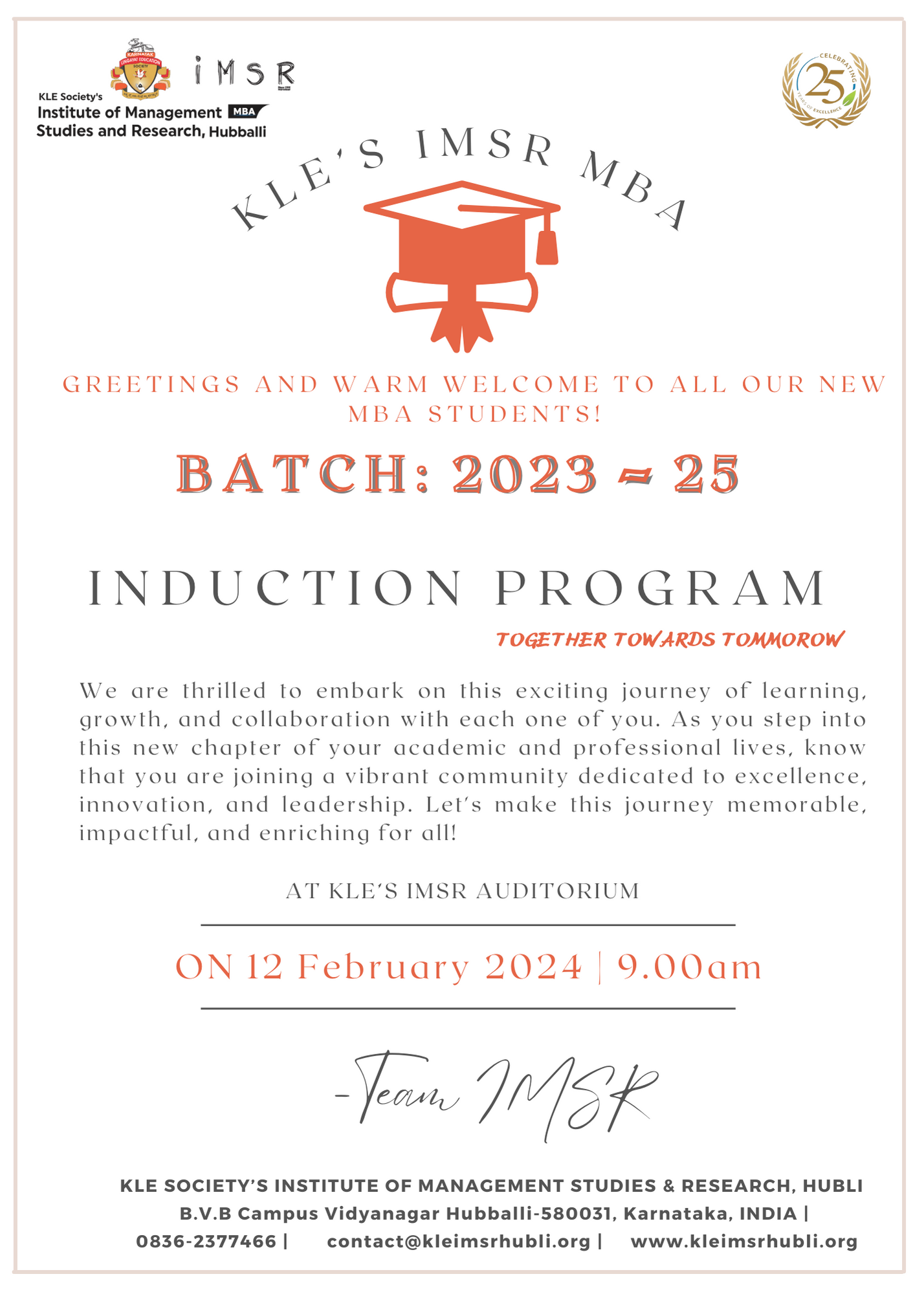 INDUCTION PROGRAM FOR BATCH 2023-25